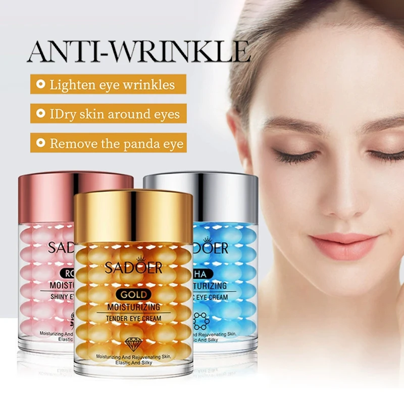 SADOER ácido hialurónico 24K Golden Sakura crema para ojos anti ojeras antiarrugas cremas hidratantes antienvejecimiento cuidado de la piel de los ojos