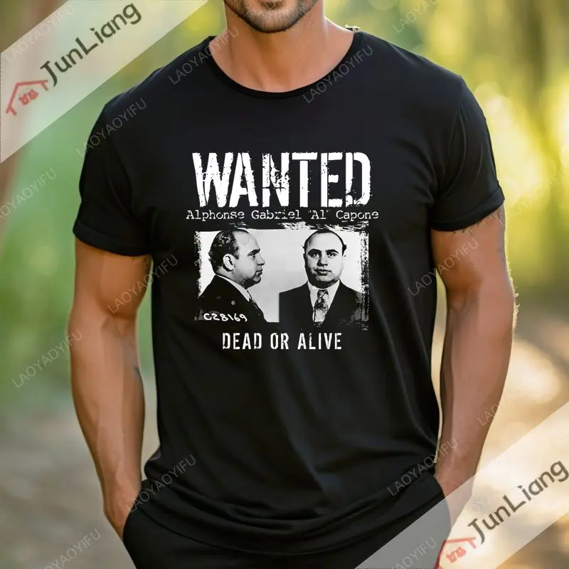 Camiseta de Hombre con Estampado de Al Capone, Camiseta de Estilo Gangster, Ropa de Calle Cómoda y Transpirable para el Verano