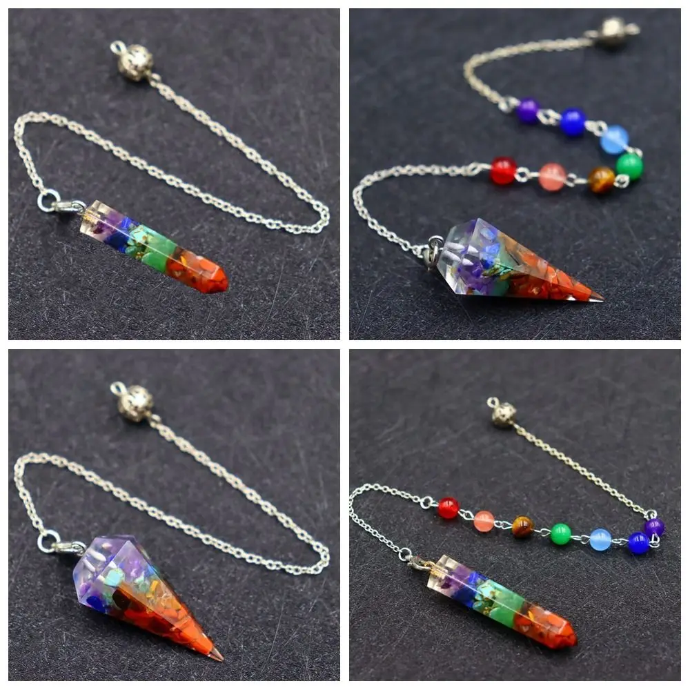 New Design 7 Chakra Orgonite Reiki Pendulum Pendant Fashion Jewelry Chain Amulet Gift Hexagon Pyramid