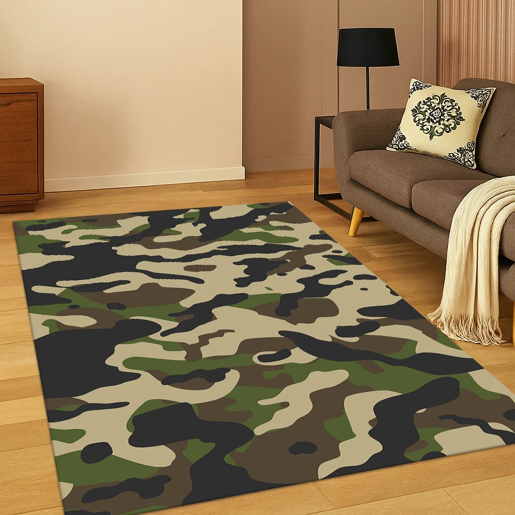 Militärischer bunter Tarnteppich für Zuhause, Schlafzimmer, Wohnzimmer, Sofa, Fußmatte, Küche, Dekor, Kinderspiel, rutschfester Teppich