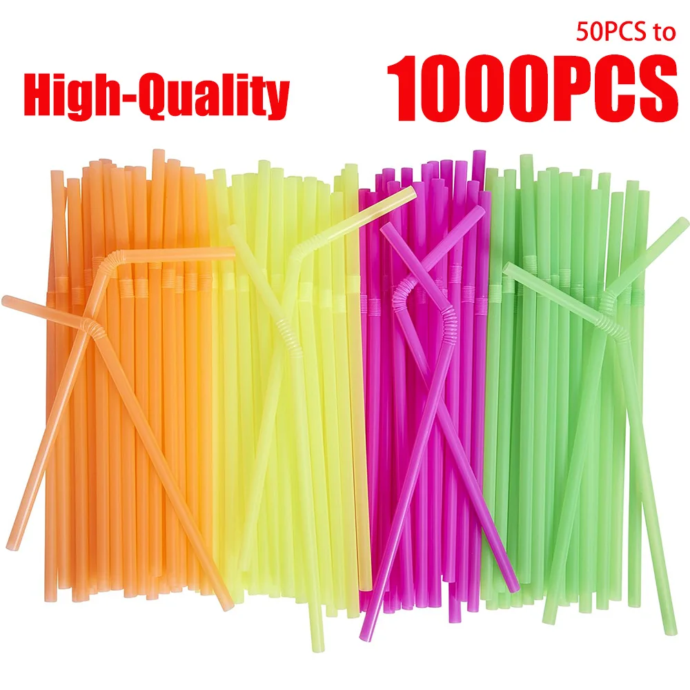 

50-1000PCS Black & Multicolor Drinking Straws Kunststof Beverage Milk Tea Bar Cocktail Straw for Wedding Party Kitchen Wholesale