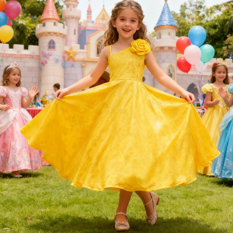 Festive Dress For Girl Flower Princess Dress Elegant Formal Evening Gown Kids Pageant Party Birthday Wedding Bridesmaid Dress