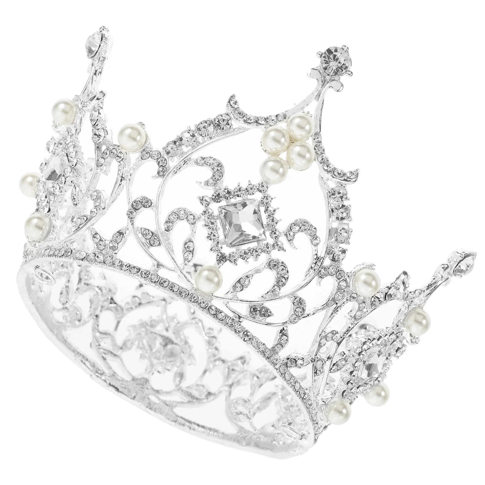 

Princess Crown Queen Tiara Bridal Wedding Hair Rhinestone Headpiece Decor Baroque Luxury Round Women Girls Sparkling