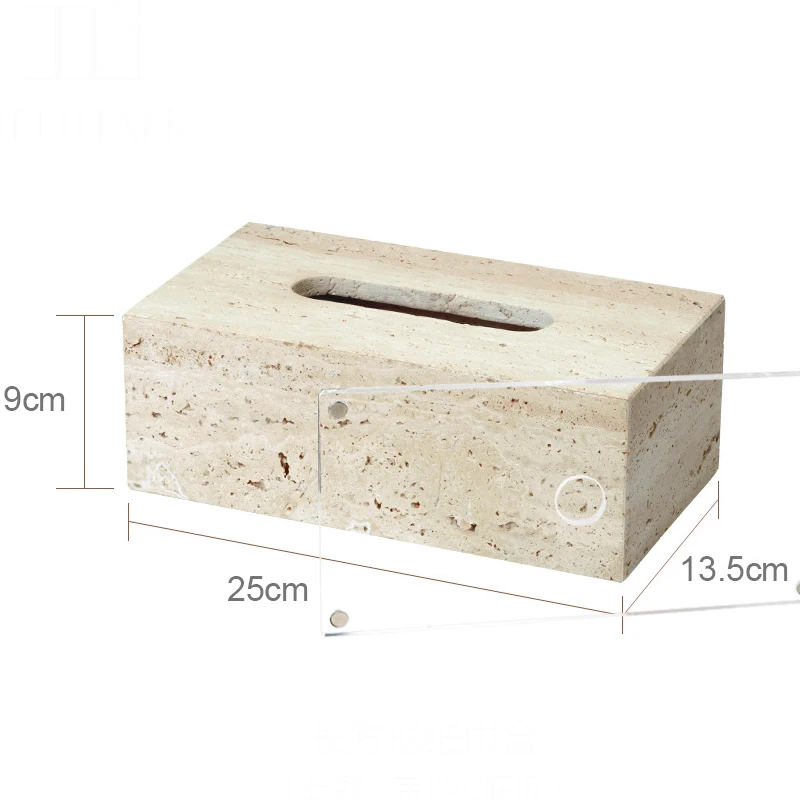 Beige Travertijn Badkamerset Natuurlijke Marmeren Zeepdispenser Rietverspreider Tissue Box Lade Badkameraccessoires - afbeelding 1