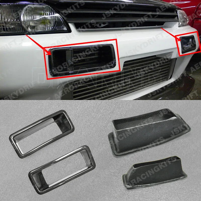 

For Nissan GTR R32 N1 NSM Front Bumper Vent Air Duct Trim Cover Carbon Fiber