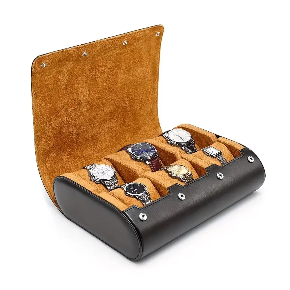 PU Leather Watch Display Box 6 Compartment Classic Style Watch Storage Holder Watch Storage Watch Case Organizer