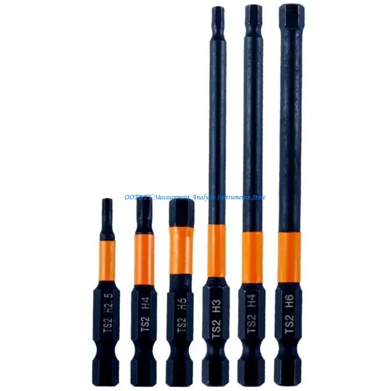 367D 6/7Pcs Impact Head Allen Wrench 1/4inch Impact Shank Steel Drill Bit