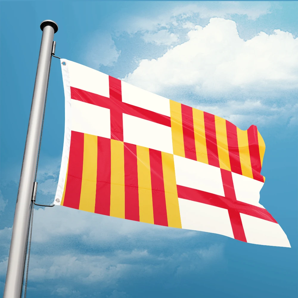 Spain Flag of Barcelona 3ft x 5ft Polyester Banner Flying 90* 150cm Double Penetration Custom Outdoor Indoor  Double Stitching