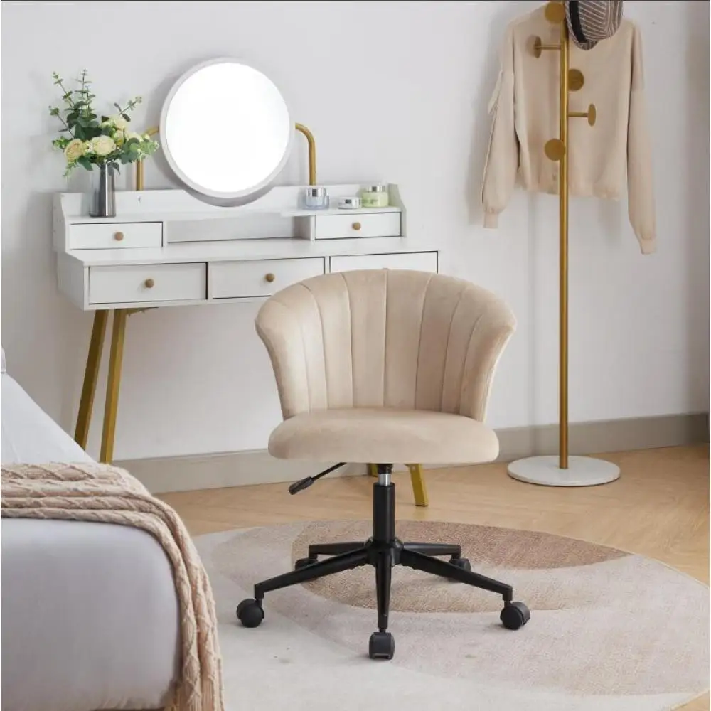 Home Office Chair, Velvet Fabric Swivel Flower Shape Computer Desk Chair for Home Office or Bedroom