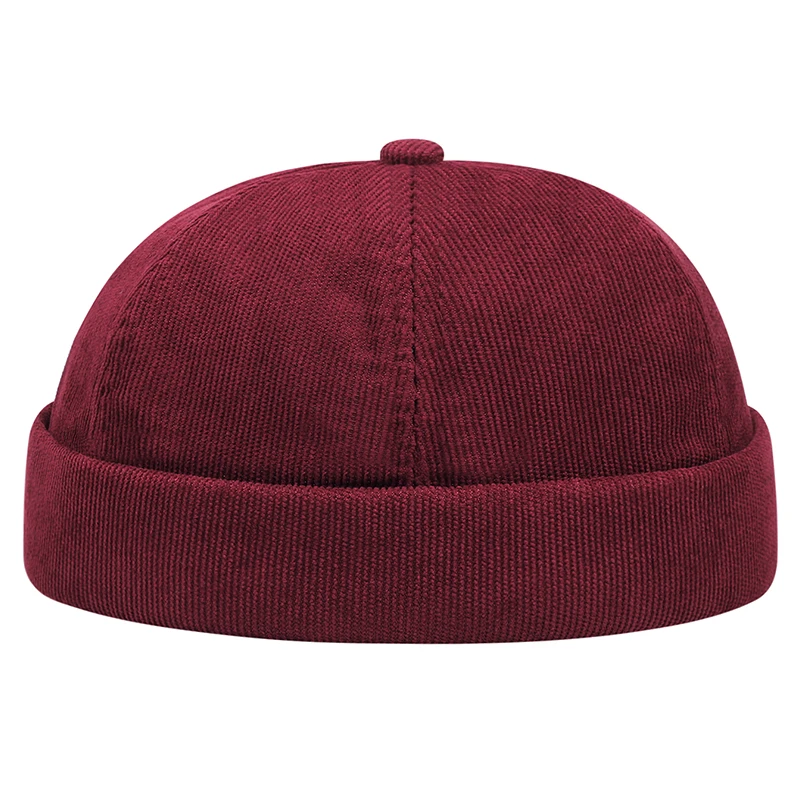 2024 New Fashion Casual Solid Color Corduroy Minimalist Solid Color Unisex Brimless Hat Autumn and Winter Windproof Beanie