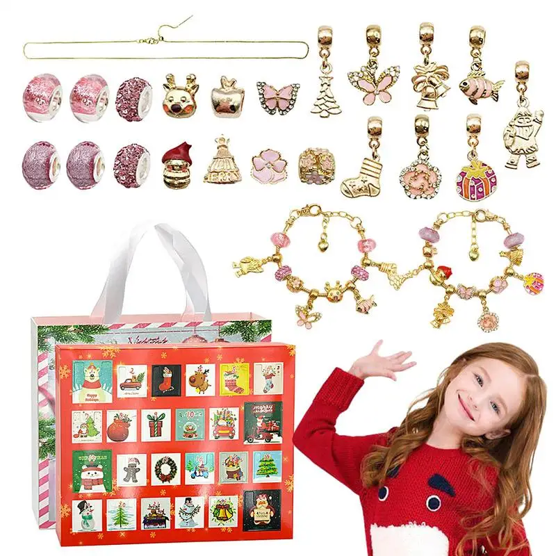 Surprise Blind Box Set 24 Countdown Calendar Advent Christmas Charms Bracelet Set DIY Creative Ornaments Christmas Child Gifts