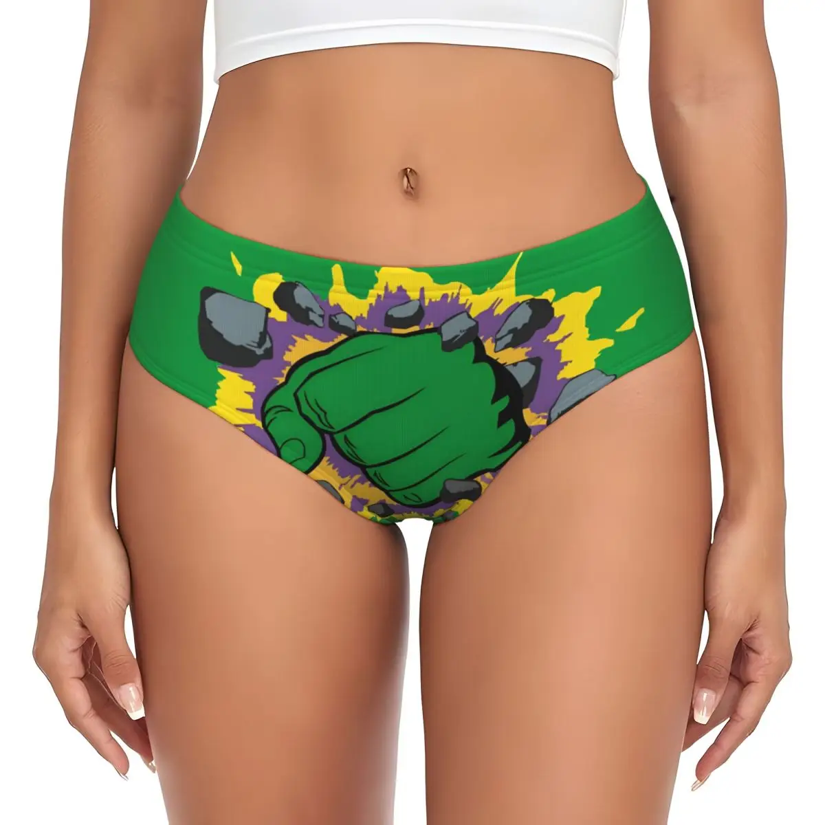 Calzoncillos de la ropa interior de Manga del estiramiento femenino de las bragas breves cómicas de Hulk de las mujeres personalizadas