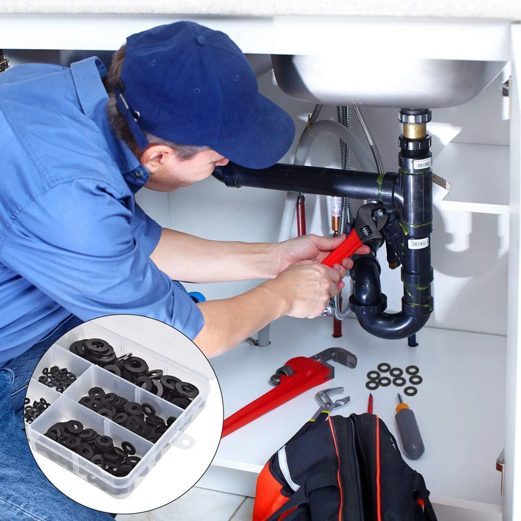 Juego de 600 tuercas y pernos hexagonales, surtido de tuercas y arandelas, kit de herramientas M3 con caja de plástico (negro)-BAAQ