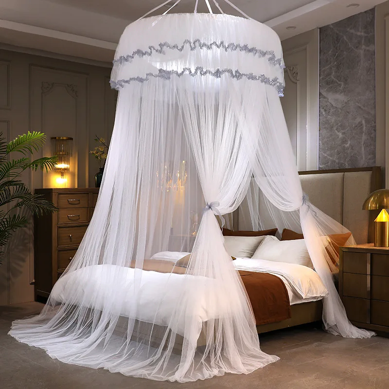 

1PC Summer Hung Dome Mosquito Net Princess Style Polyester Lace Mesh Fabric for Home Bedroom Baby Adults Home Decor