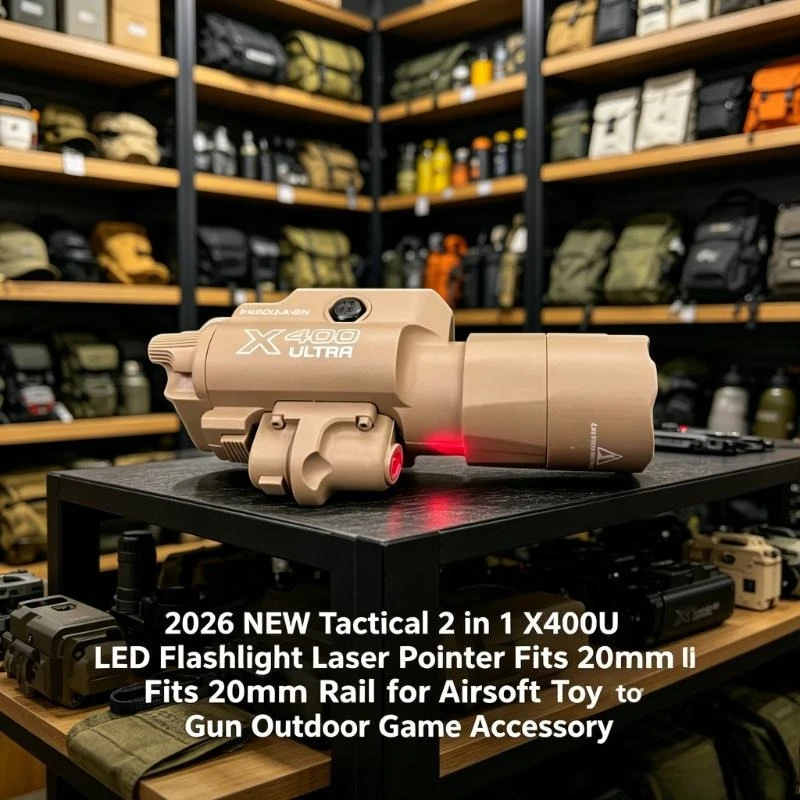 2026 NEW Aluminum Tactical X400W Waterproof LED Torch Green Laser Fits 20mm Picatinny Rail Toy Gun Accessory