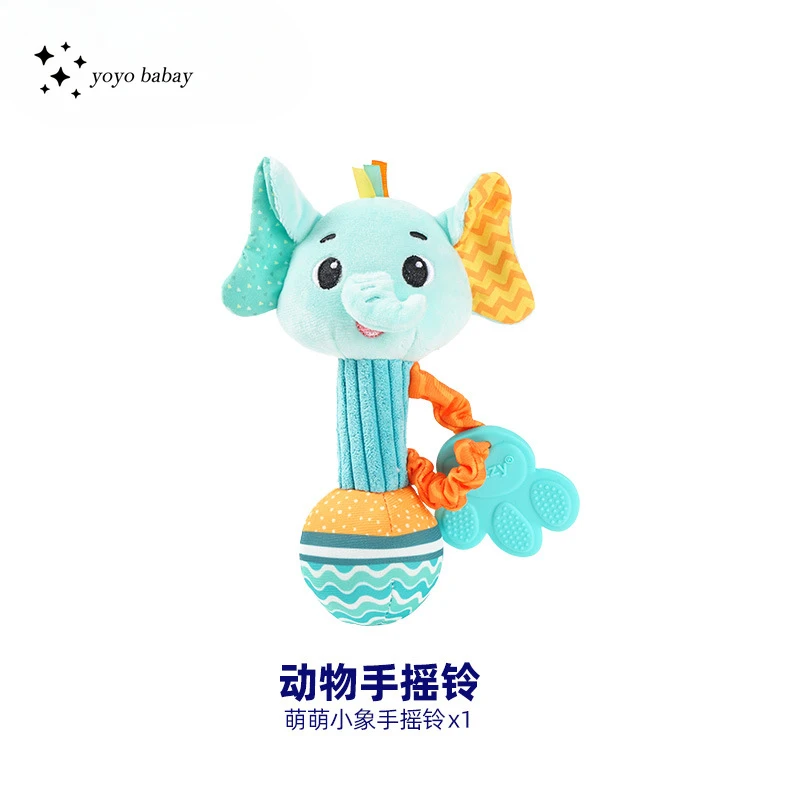 Baby Toy Bed Bell Hand Rattle Teether 0-1 Years Old Newborn Baby Comfort Plush Doll Giraffe Elephant Early Education Toy