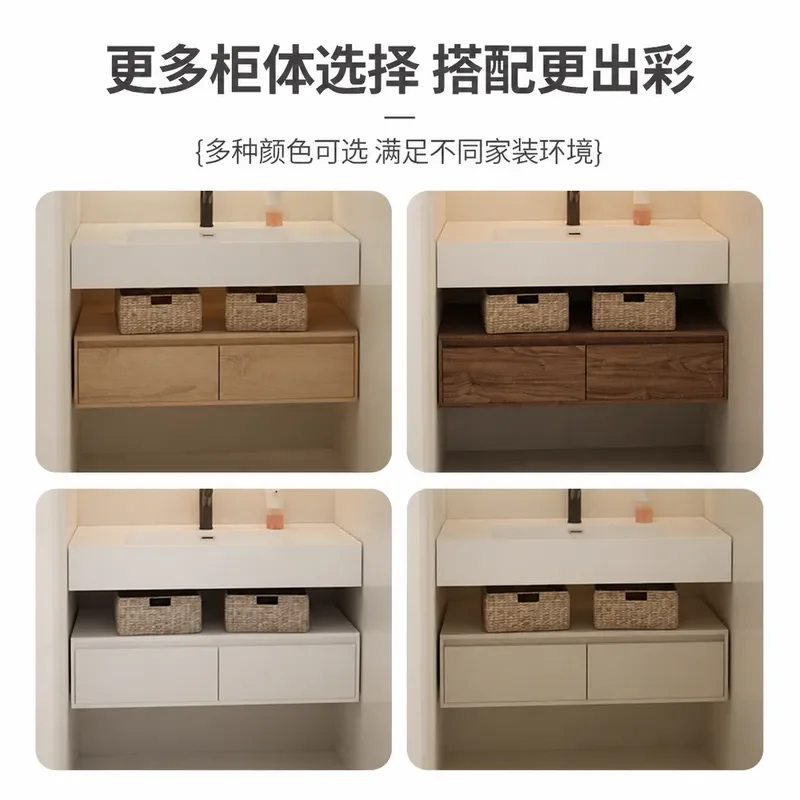 Rock Slab Hot Bending Integrated Basin Bathroom Cabinet Combination Seamless Ceramic Washbasin Hotel Vanity Unit Washstand
