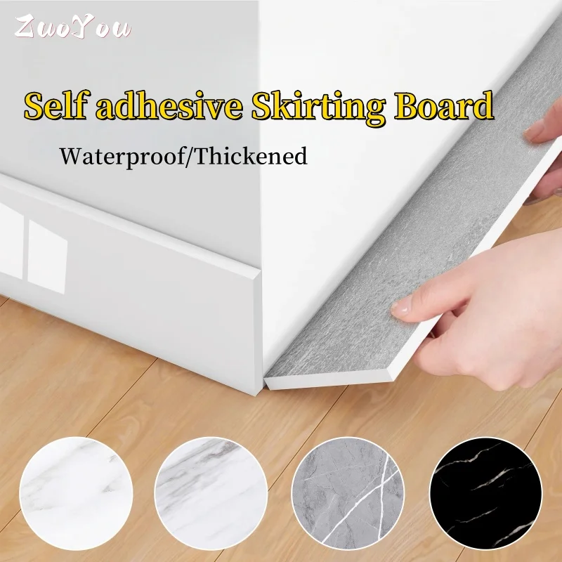 

Skirting Board Aluminum-plastic Panel Self-adhesive Thickened Waterproof Foam Wood Grain Skirting Wall Stickers Home Decoration