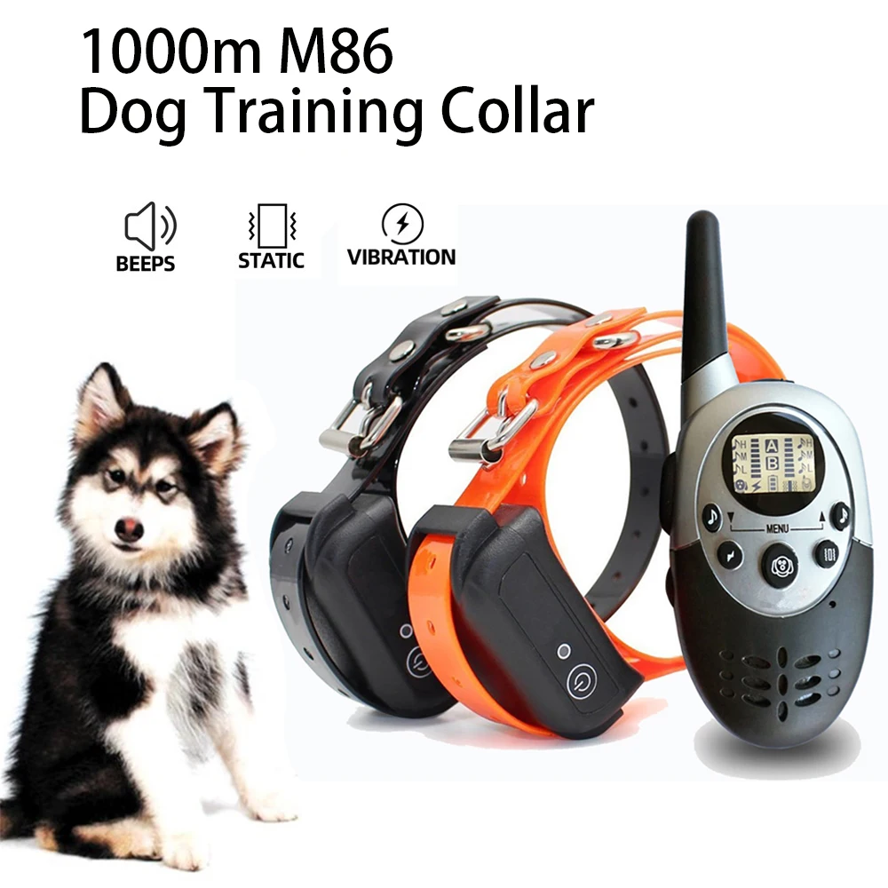 M86 Electric Dog Training Collar 1000M Remote Control Dog Trainer Anti-barking Stopper Waterproof Shock Vibration Collar