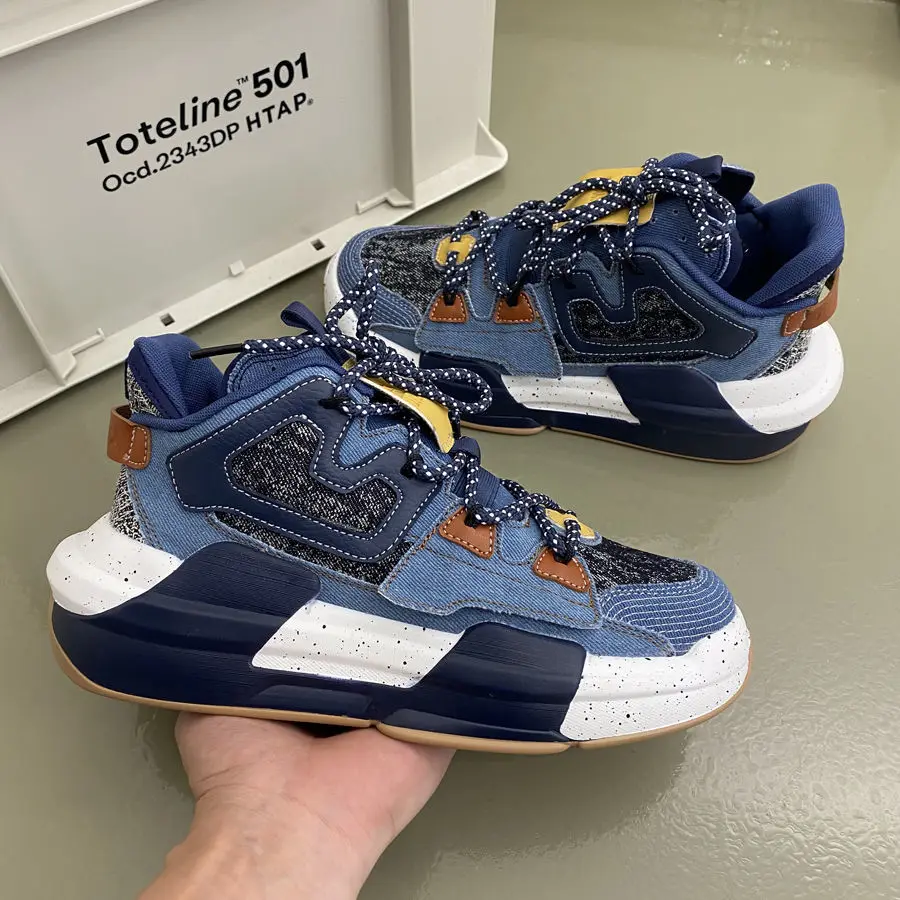 Men Sneakers 2022 New Arrivals Fashion Denim Blue Men's Chunky Sneakers Couple Canvas Shoes Ulzzang Sports Shoes Dad Shoes Women