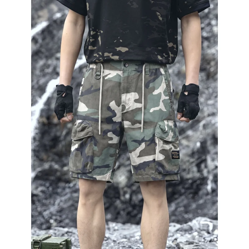 Men's Summer Camouflage Workwear Shorts Outdoor Multi-Pocket Functional 5-Quarter Casual Style Pants