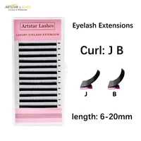 ARTSTAR 12 filas/bandeja pestañas postizas J B Curl 6-20mm extensiones de pestañas negro mate herramienta de maquillaje