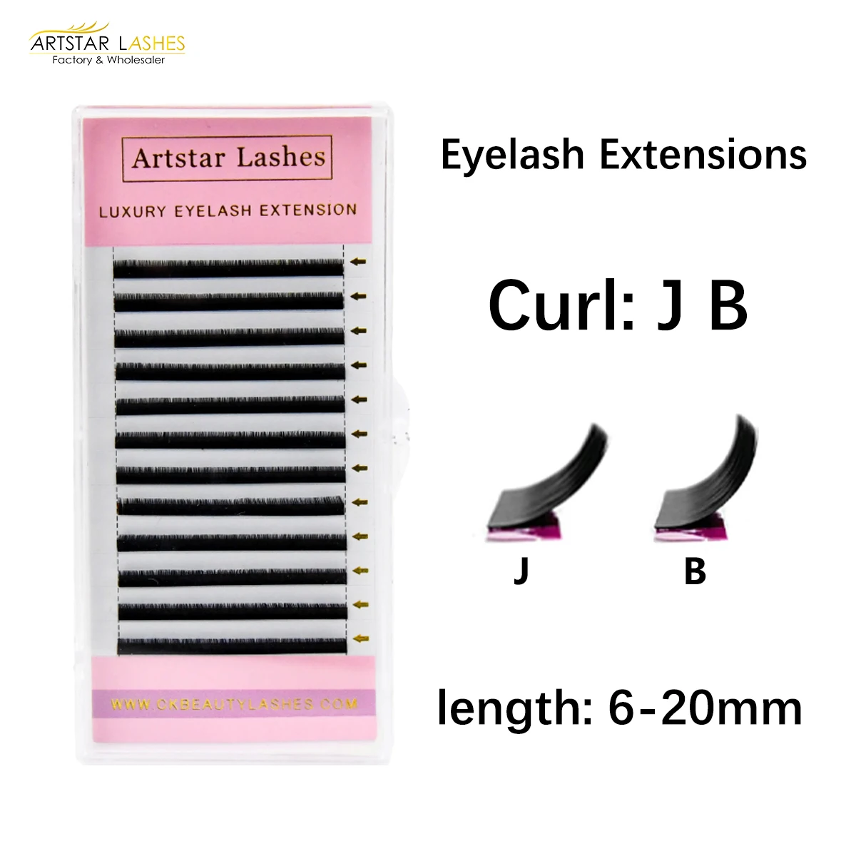 ARTSTAR 12 rzędów/taca sztuczne rzęsy J B Curl 6-20mm przedłużanie rzęs matowe czarne rzęsy narzędzie do makijażu