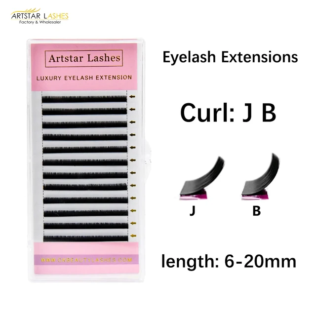 ARTSTAR 12 rzędów/taca sztuczne rzęsy J B Curl 6-20mm przedłużanie rzęs matowe czarne rzęsy narzędzie do makijażu