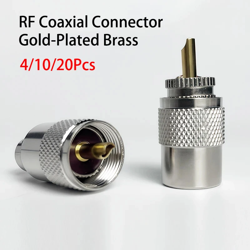 

4/10/20Pcs UHF/N Type Male Crimp RF Connectors, Gold-Plated Brass for RG58/RG59/RG6U Coaxial Cable & Antenna Use