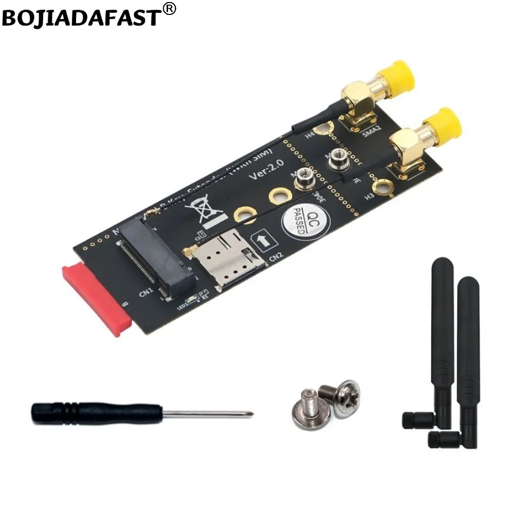 M.2 ngff b-key para chave-b slot adaptador sem fio 1 suporte de cartão nano sim com 2 antenas para módulo de modem gsm 5g 4g 3g lte segunda guerra mundial