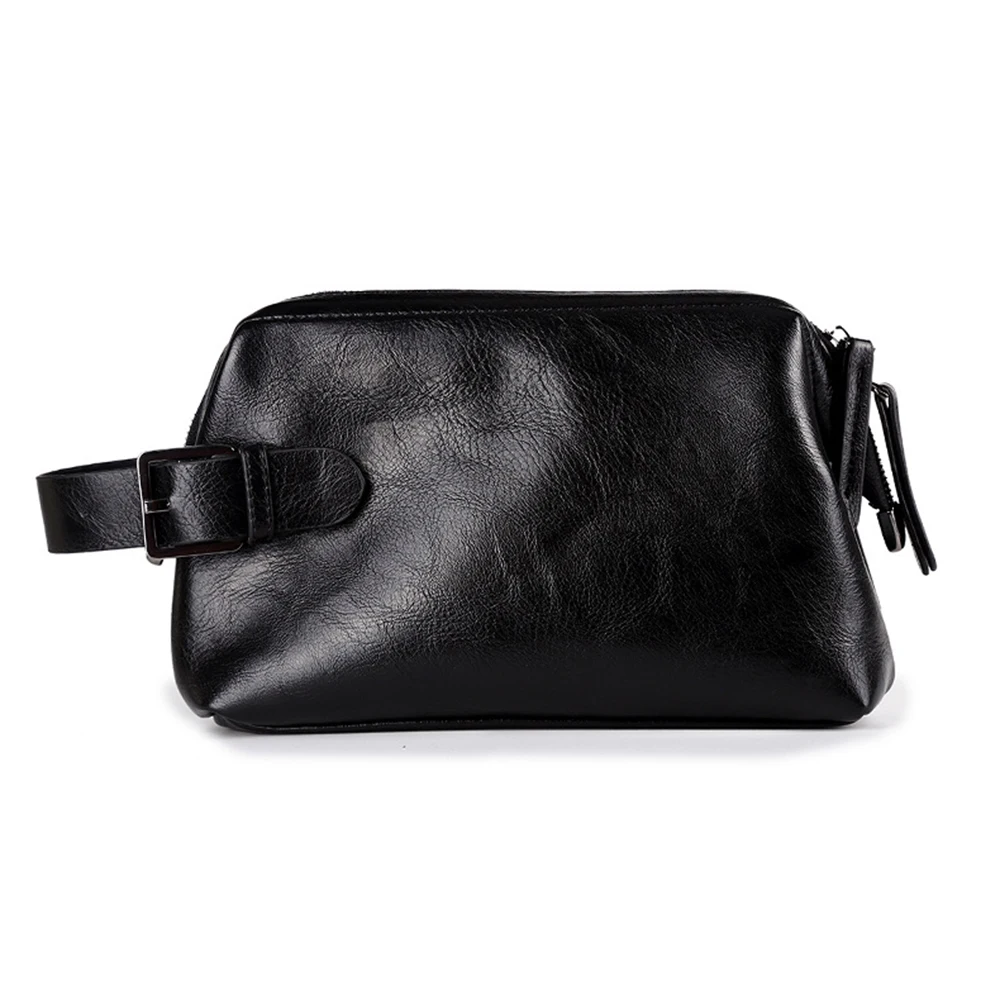 New Leather Cosmetic Bag Waterproof Organizer Toiletry Handbag Wash Pouch Women Men PortableTravel MakeUp Bag Wrist Clutch Bags