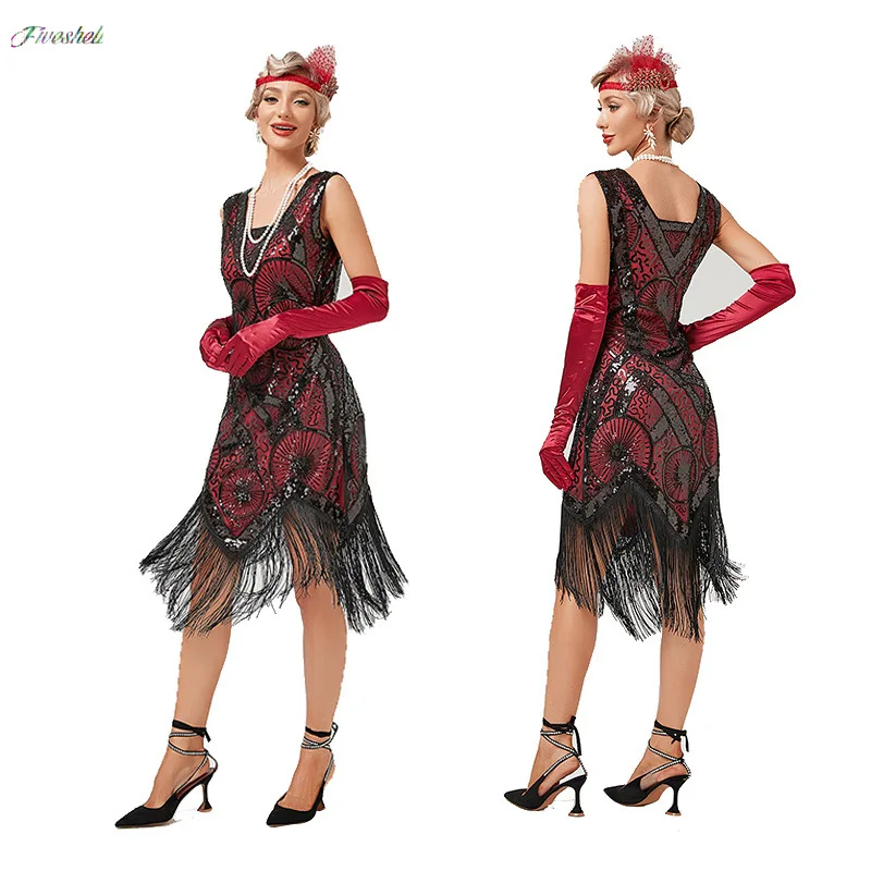 1920 Frauen Fransen rock Frauen 1920s 30er Jahre Pailletten Fransen Perlen Flapper Gatsby Cocktail kleid Hochzeit formelle Party kleider