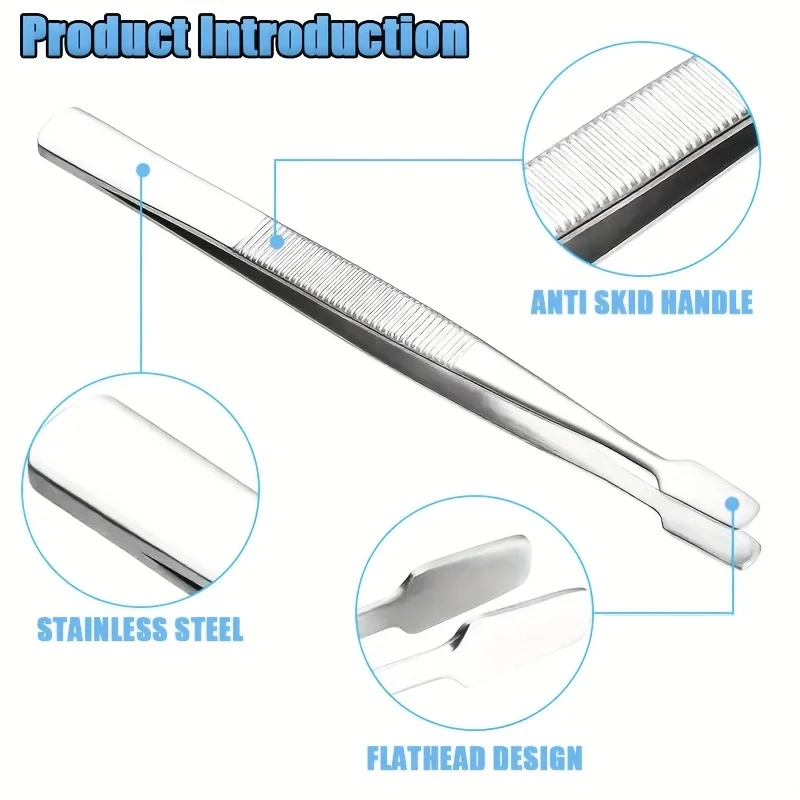 1/2 قطعة الفولاذ المقاوم للصدأ ختم الملقط ختم جمع أدوات شقة واسعة تلميح الدقة الملقط مثالية لجمع الطوابع #3