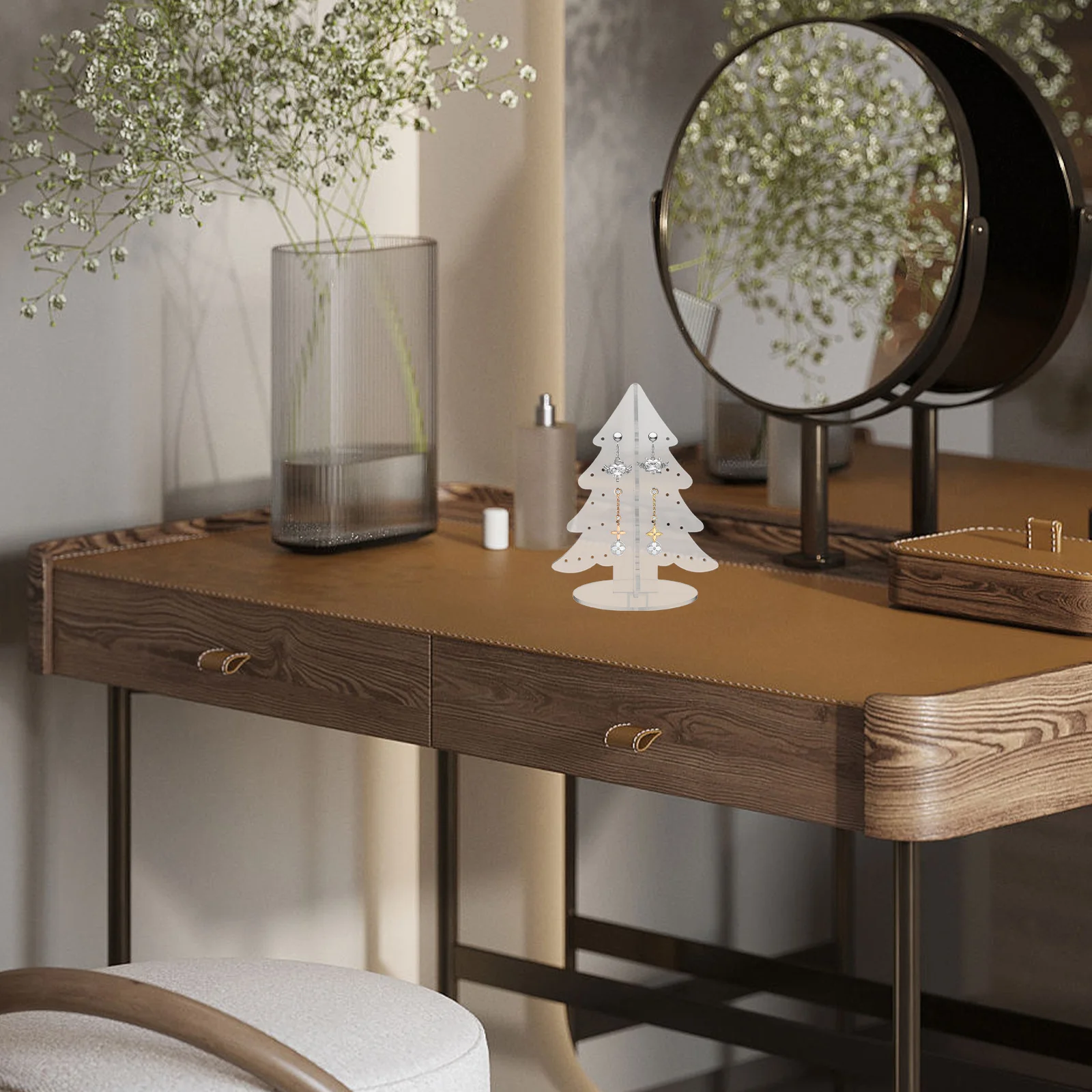 

Elegant Earring Tree Organizer Stand Sturdy Jewelry Display Rack for Women Small Space Saving Holiday Themed Vanity Decor