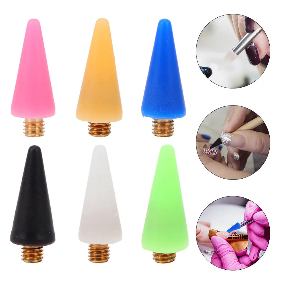 6Pcs Replaceable Wax Picker Heads for Nail Pens High-Adaptability Rhinestones Picker Head Portable Wear-Resistant Manicure