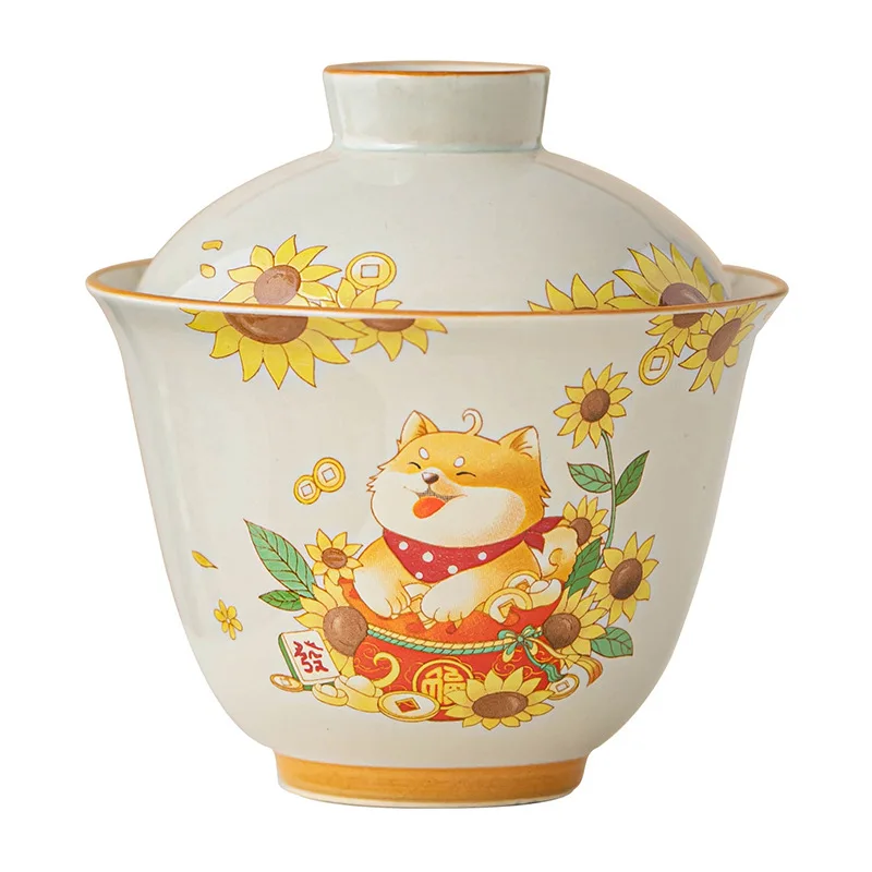 

Elegant tea bowl with lid ceramic kung fu tea set