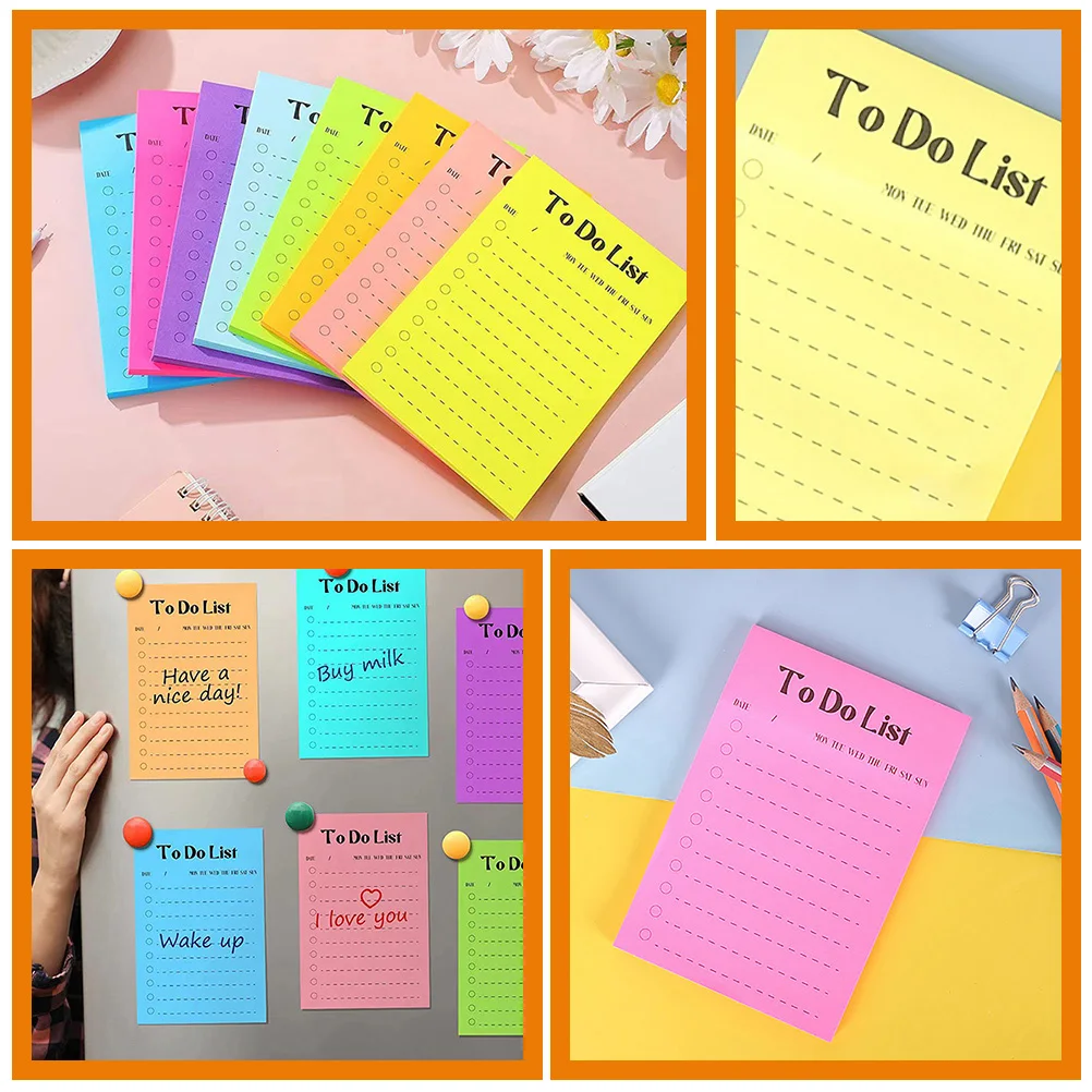 

16pcs Fluorescent Notes Memo Stickers Removable Adhesive Simple Portable Sticky Reminder for School Office Home Use