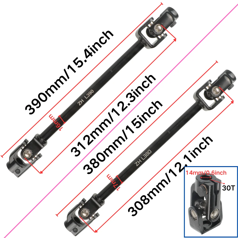 270/300mm Go Kart Steering Wheel Assembly Front Steering Gear Rack Pinion Adjustable Shaft Tie Rod for 110/150cc Golf Buggy UTV