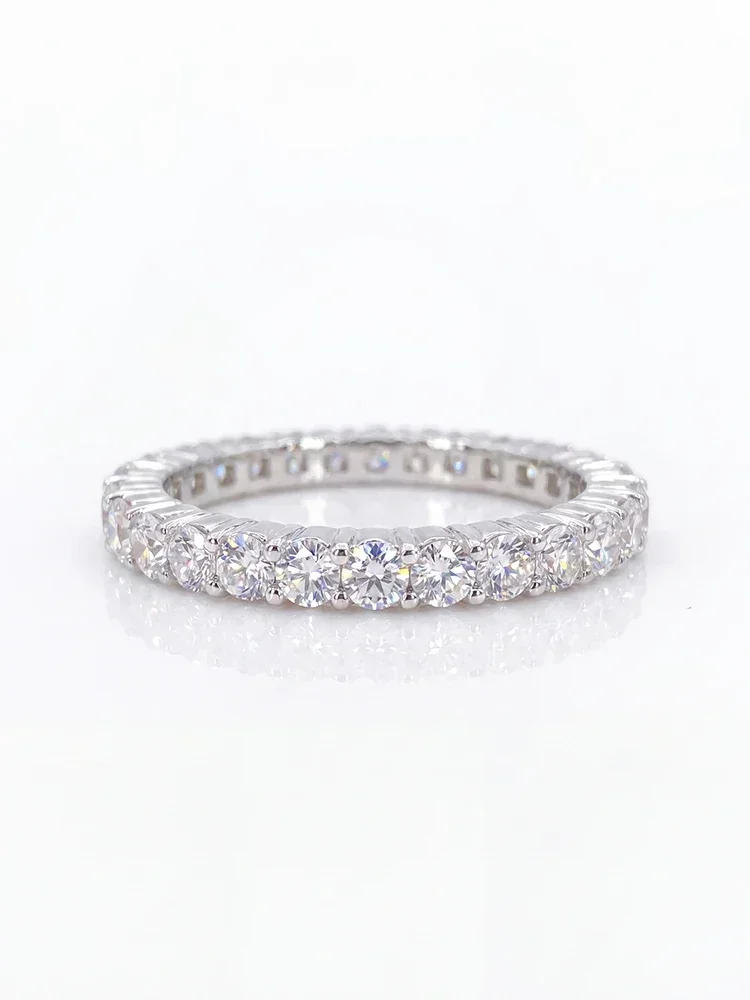 Glänzende Echte Runde Moissanit-Diamantringe für Damen Verlobung Jubiläum 925 Silberbeschichteter Schmuck – Detail 5