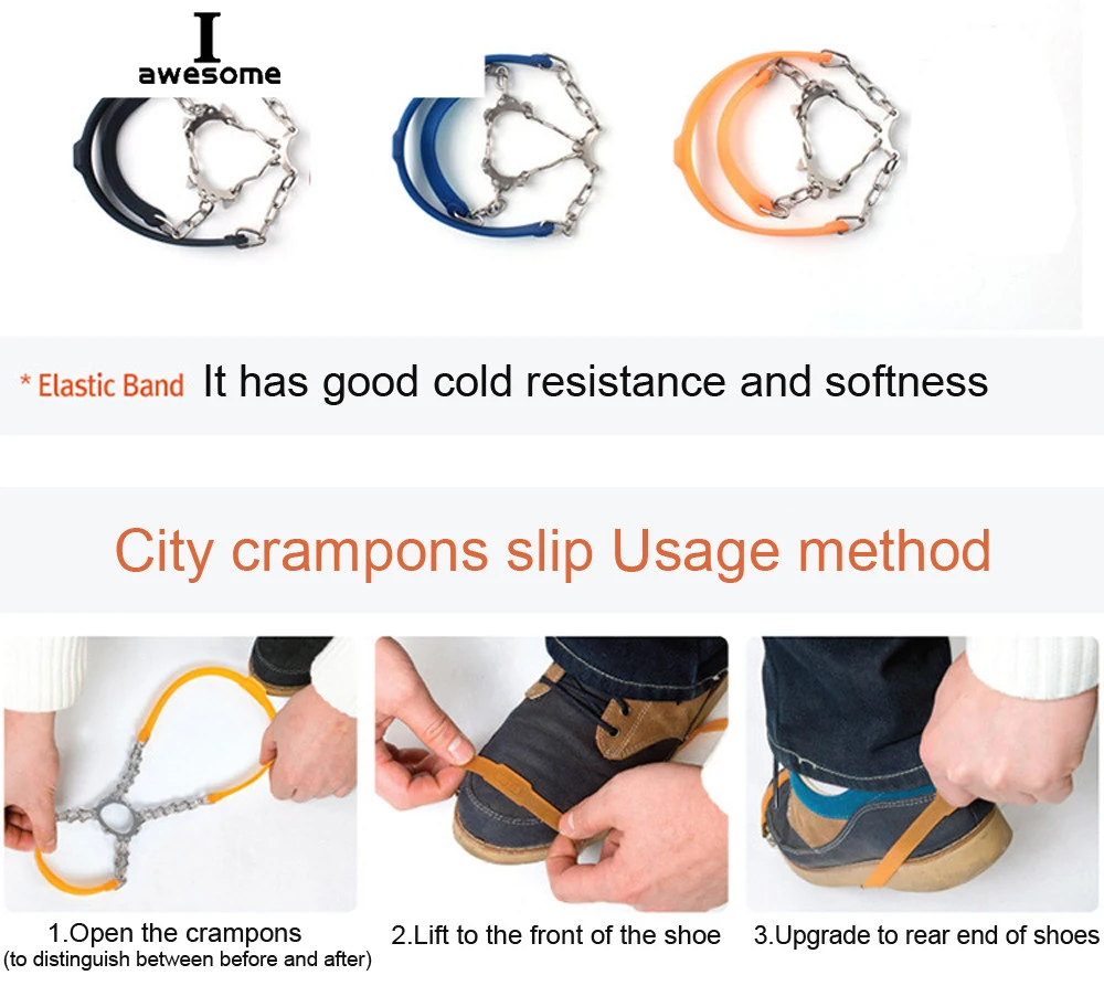 6 Teeth Newest Walking Cleat Ice Gripper Anti Slip Ice Snow Walking Shoe Spike Grip Camping Climb Ice Crampon Ice Worldwide Sale
