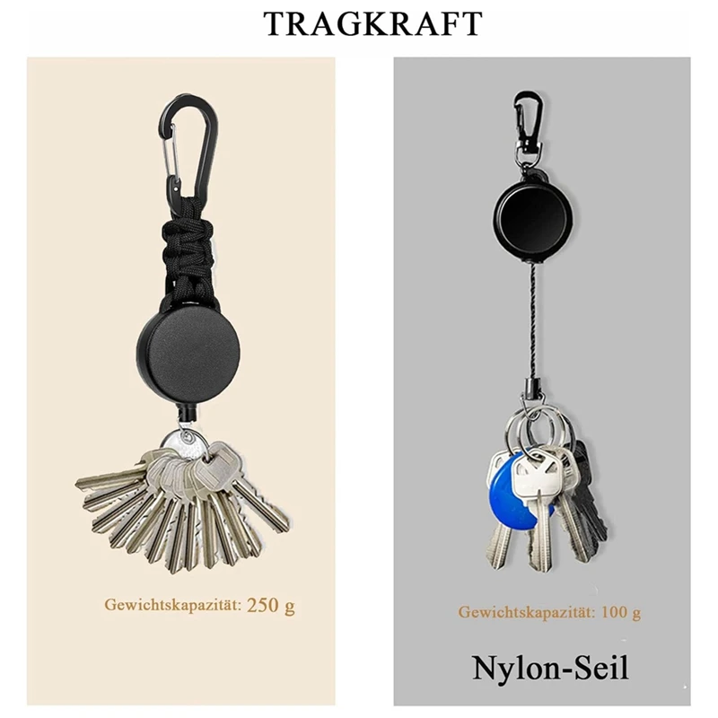 Retractable Keychain Heavy Duty Retractable Lanyard Badge Holder Retractable Key Ring Key Holder 4PCS