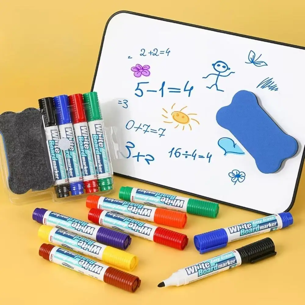 

Colorful 4/8 Colors Whiteboard Markers Colorful Refillable Drawing Markers Magnetic Eraser Washable Fine Point Markers Writing