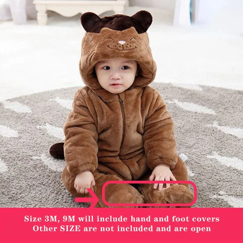 Kigurumis Cat Winter Thicken Baby Jumpsuit For Boys Girls Clothes Cartoon  Anime Newborn Baby Romper Onesie Hoodie Toddler Child