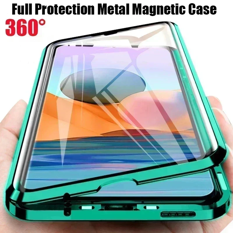 360°Full Protection Metal Magnetic Double-Sided Glass Phone Case For Samsung S24 S23 S22 S21 Ultra Plus FE A54 A53 A52 S A55 A35