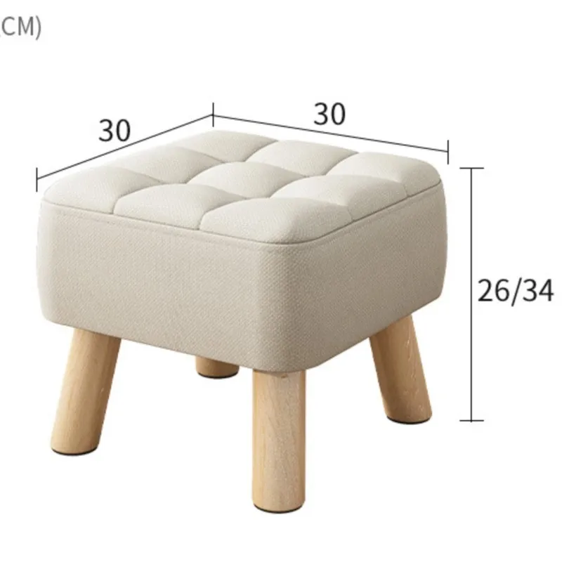 Small Shoes Changing Stool Living Room Simple Fabric Low Stools Repose-pieds Footstool Soft Bag Footrest Stool With Wood Legs