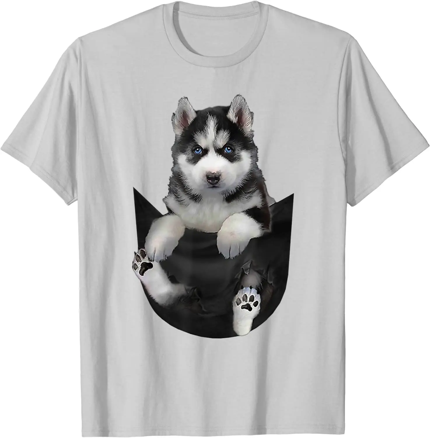 ลูกสุนัขในกระเป๋าออกแบบตลก Husky Dog Lover ของขวัญเสื้อยืดแขนสั้น Casual 100% Cotton O-Neck ฤดูร้อน Mens เสื้อยืดขนาด s-3XL