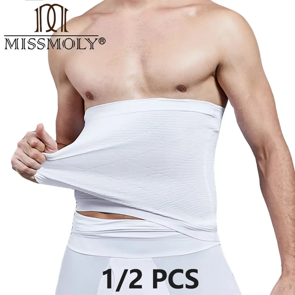 1/2 قطعة الرجال محدد شكل الجسم التخسيس الخصر أربطة المدرب حزام البطن التحكم تشكيل المعدة الفرقة البطن ضغط ملابس داخلية