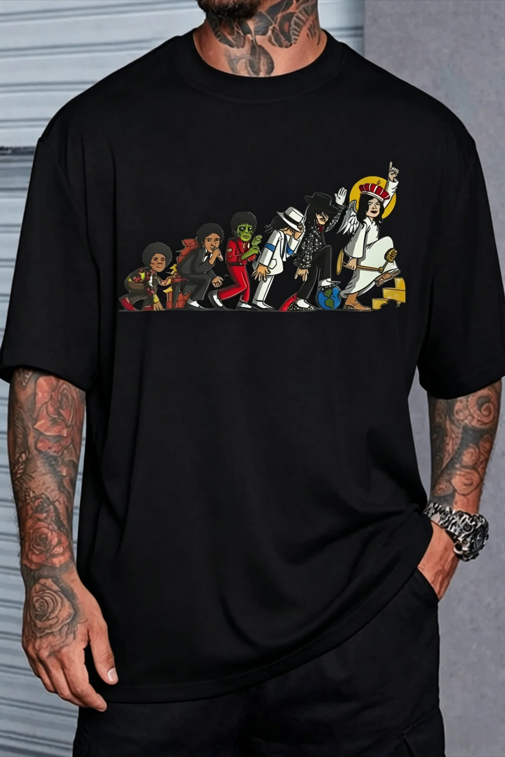 Michael Jackson Cartoon Graphic  Unisex Shirt 2026 Summer New Y2k Style Men's Fashion Streetwear Commemorative T-shirt