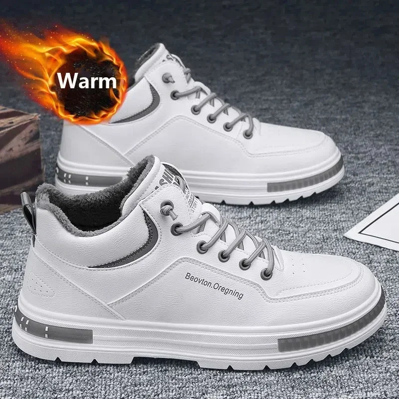 New Warm Sneakers for Men Trend High-top Casual Flat Shoes Men Lace Up Korean Version Tooling Shoes Zapatilla Hombre 2023