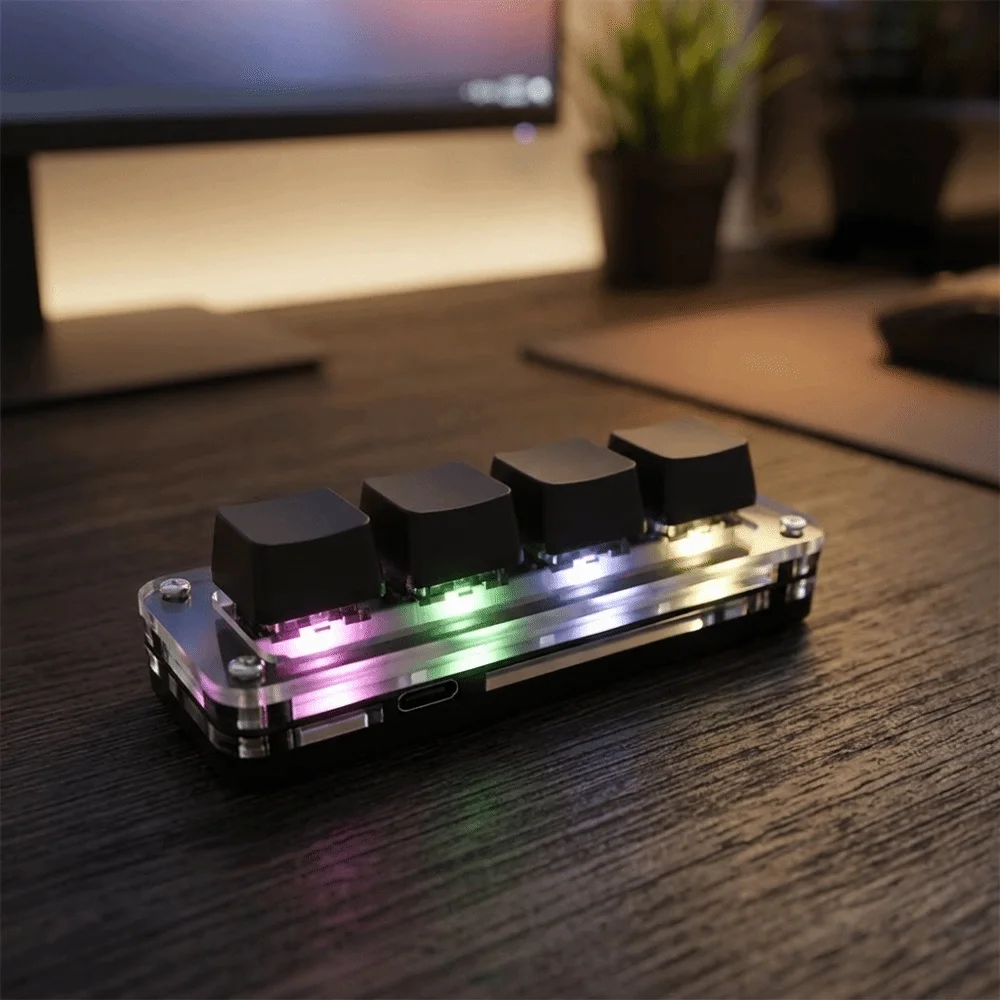 3/4 Keys Programming Keyboard RGB Light Select Copy Paste Mini Keyboard Customize Red Switch Hot-Swappable Macro Keyboard